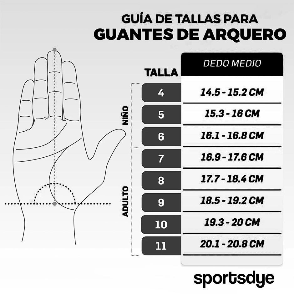 ¿Cómo saber la talla de guantes de arquero?