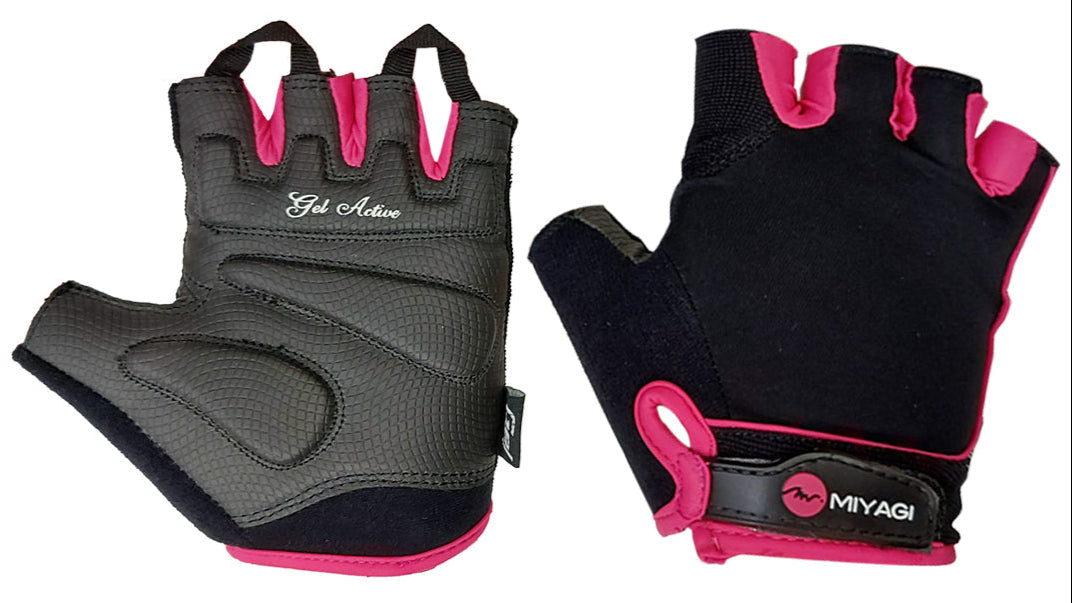 Guante para deporte ciclismo fitness MG161709 Negro Fucsia Miyagi original oficial Colombia Dismovel